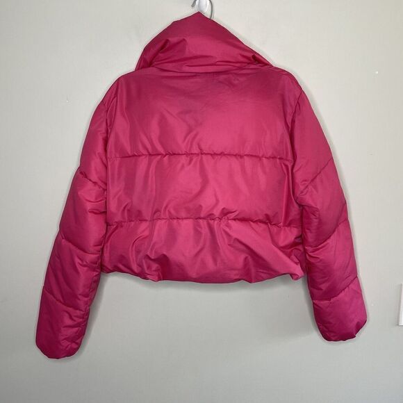 UNREAL FUR Puffer Jacket Womens Large L Barbie Pink Phaedra Cropped - Picture 7 of 12